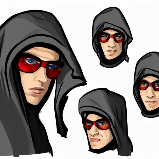 Image similar to a highly detailed headshot portrait of a man wearing a ski mask with a hoodie concept art