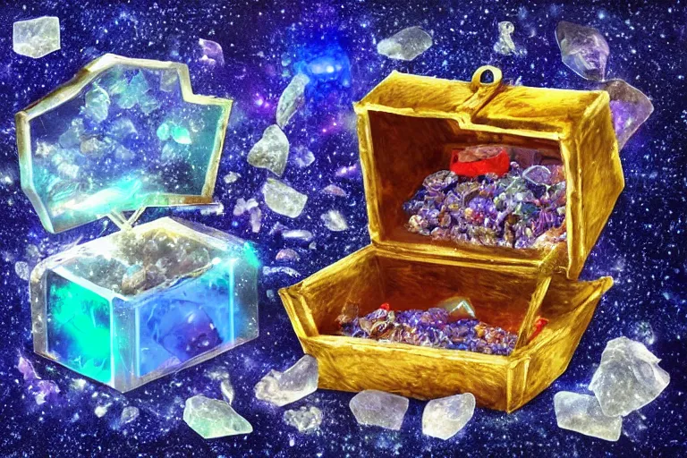 Prompt: Crystals of Adumidium in a small alchemy box, scaly, chipped flat little pieces, fantasy dark blue-glowing highly magical, unstable and extremely rare substance | fantasy art