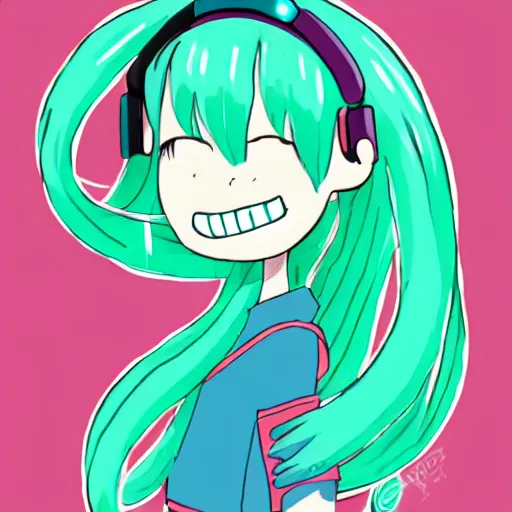 Image similar to Hatsune miku by Kate Beaton