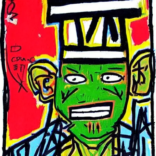 Prompt: piccolo drawn by basquiat