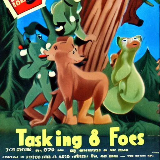 Image similar to 1940s disney film about talking forest animals super high detail