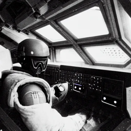 Prompt: a still from inside a rebel speeder during the battle of hoth in the empire strikes back