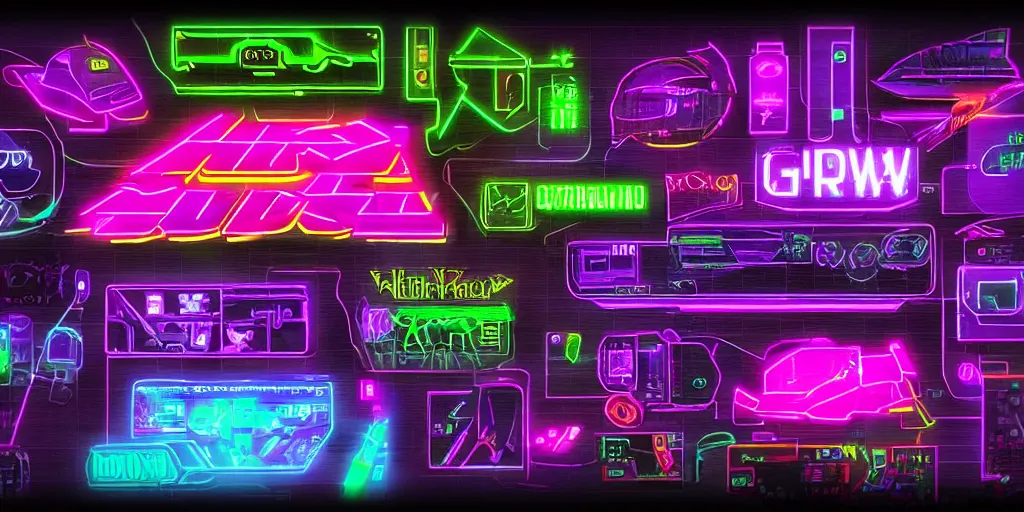 Prompt: twitch, cyberpunk, neon, glow, neon sign