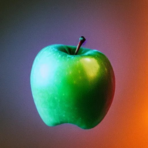 Prompt: an apple refracting light like a prism