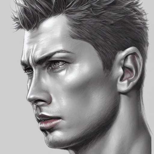 Image similar to Portrait of Dean Winchester , intricate upper body, whole body, highly detailed, digital painting, artstation, concept art, smooth, sharp focus, illustration, art by Hajime Sorayama