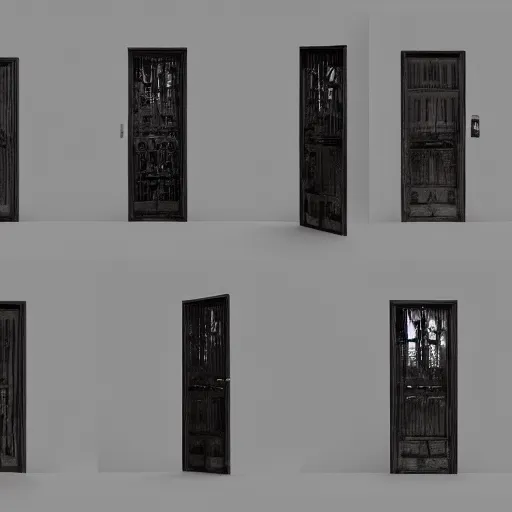 Image similar to origin doors, in the style of hiroya oku and chris cunningham, inspired by darkness, photorealistic, epic, super technical, 3 d render, 8 k