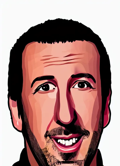 Prompt: a digital portrait of adam sandler in the style of jake kontou