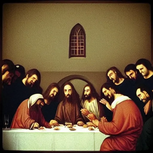 Image similar to “ Mr. Bean as Jesus at the last supper”