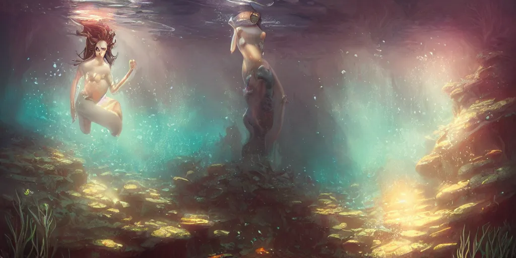 Prompt: underwater goddess by jordan grimmer