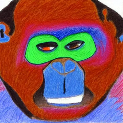 Image similar to a color crayon drawing by Coco the gorilla