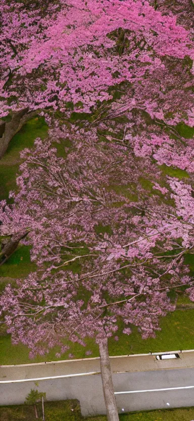 Image similar to “ a aerial photo of tyrannosaurus at a sakura tree, side shot, by shunji dodo, 8 k resolution, high quality ”