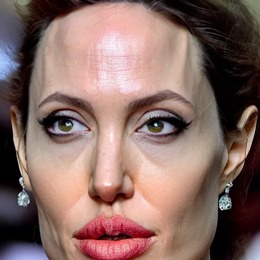 Image similar to an orange with the face of angelina jolie