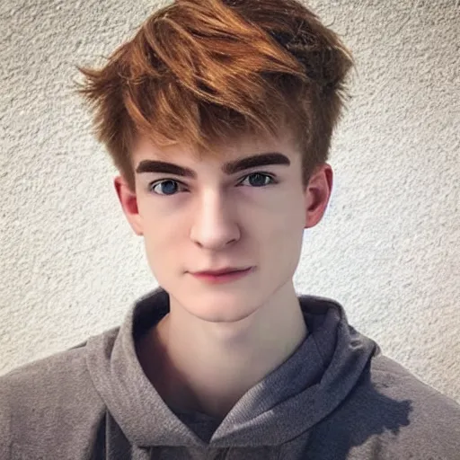 Image similar to “a realistic detailed photo of a guy who is an attractive humanoid who is half robot and half humanoid, who is a male android, twitch streamer Ninja Tyler Blevins, shiny skin, posing like a statue, blank stare, bedroom, close up”