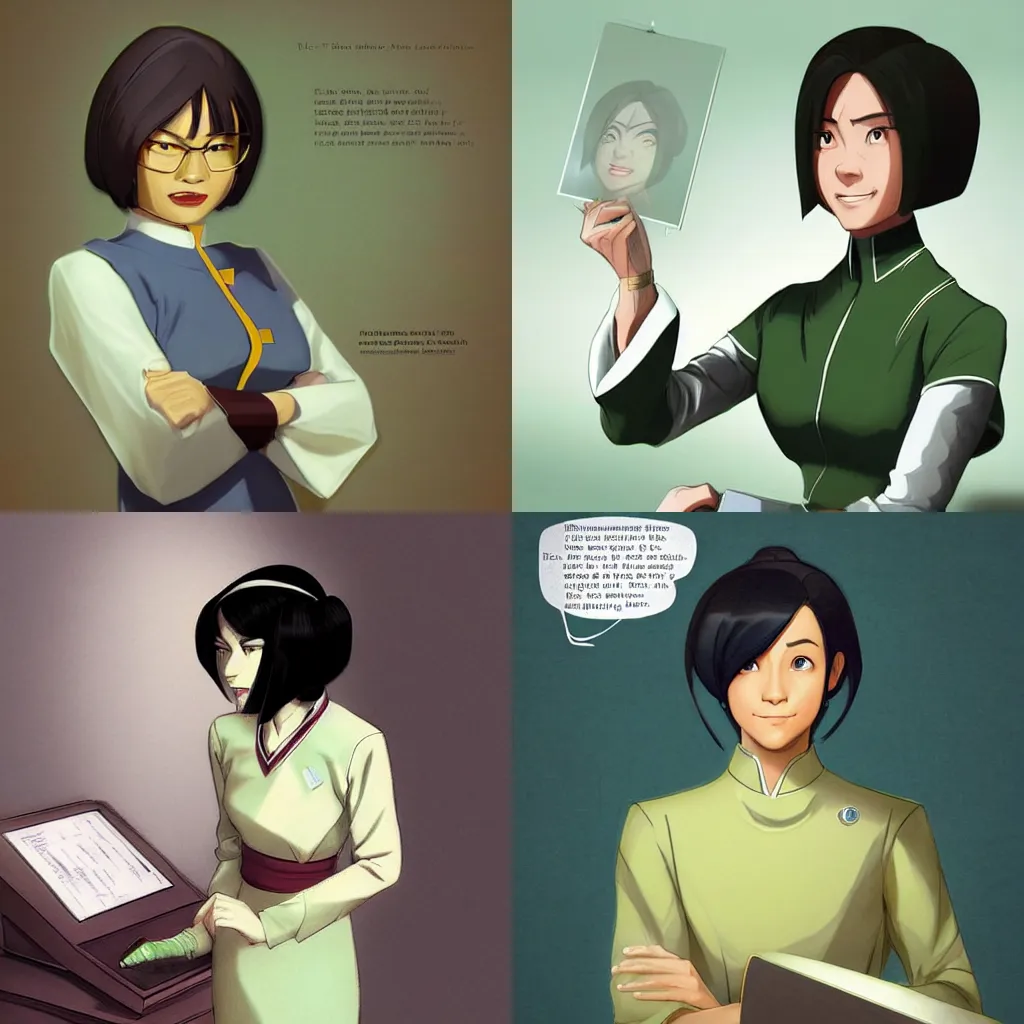 Prompt: beautiful digital photograph of toph beifong as a secretary in the 1 9 7 0 s, by marc gurney and marc simonetti blizzard concept artists, trending on artstation