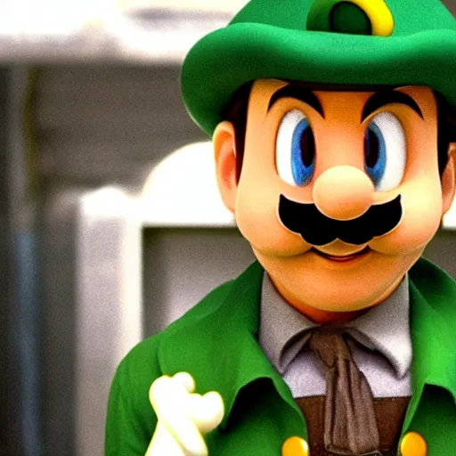 Image similar to Johnny Depp as Luigi in Live-action Super Mario Bros movie