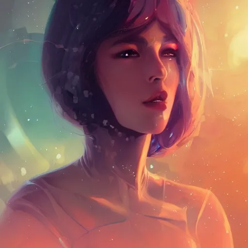 Image similar to young beautiful women in space illustration fantasy digital art by guweiz trending on artstation