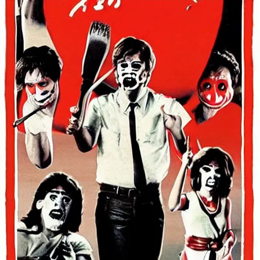 Image similar to 1980 movie poster of a slasher movie featuring Ben Shapiro