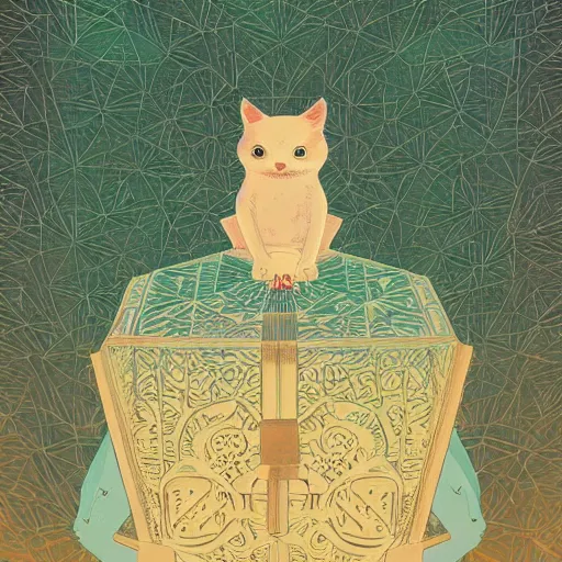 Image similar to feeling of infinite and repition with a box inside gift box which is inside another gift box with another box inside like matriochkas, illustration by victo ngai