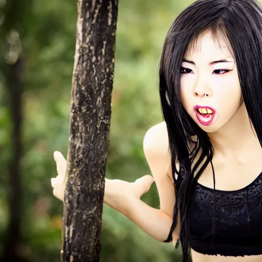 Image similar to asian girl turning into werewolf