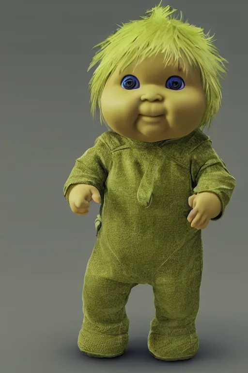 Prompt: a 3 d model of a cabbage patch kid found in the game files of death stranding