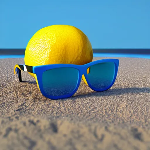 A 3d render of a lemon with blue sunglasses on the | Stable Diffusion ...