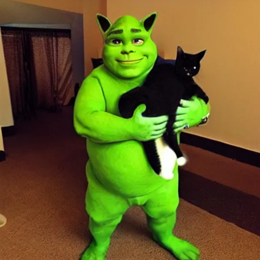 Prompt: a cat dressed as Shrek