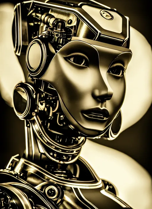 Image similar to a beautiful young female futuristic robot profile face photo, daguerrotype, closeup - view, f / 2. 8, low contrast, 1 6 k, beautiful lighting, reflective, insanely detailed and intricate, hypermaximalist, elegant, ornate, hyper realistic, super detailed, surreal dreamy poetic