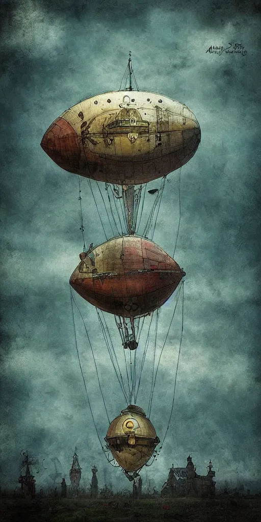 Image similar to a vintage living airship by alexander jansson