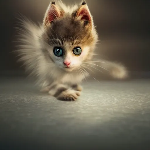 Image similar to a wonky kitten, strange color , dramatic lighting, cinematic, establishing shot, extremely high detail, foto realistic, cinematic lighting, post processed, concept art, high details, cinematic, 8k resolution, beautiful detailed, photorealistic, digital painting, artstation, concept art, smooth, sharp focus, artstation trending, octane render, unreal engine