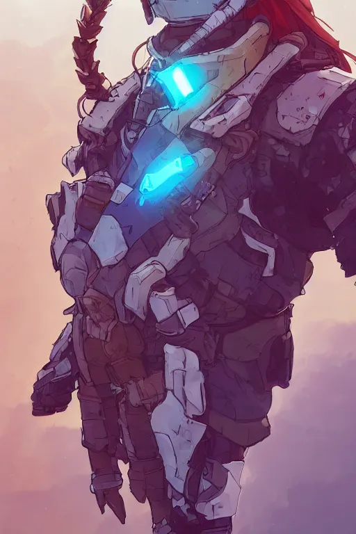 Image similar to combination suit armor aloy horizon forbidden west horizon zero dawn robot ninja mask helmet backpack tribal, art gta 5 comics, official fanart behance hd artstation by jesper ejsing, by rhads, makoto shinkai and lois van baarle, ilya kuvshinov, ossdraws radiating a glowing aura cgi rtx 2 0 2 2