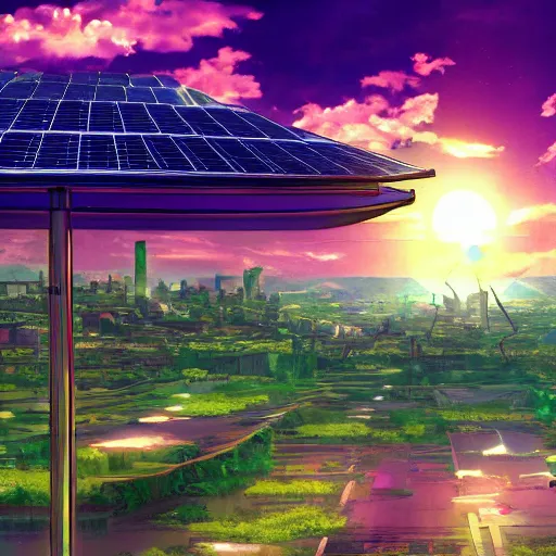 Prompt: 4k solarpunk wallpaper, anime style