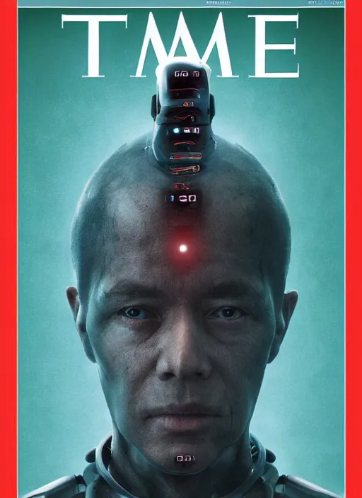 Prompt: TIME magazine cover, the coming AI singularity, 4k, 8k, CG society