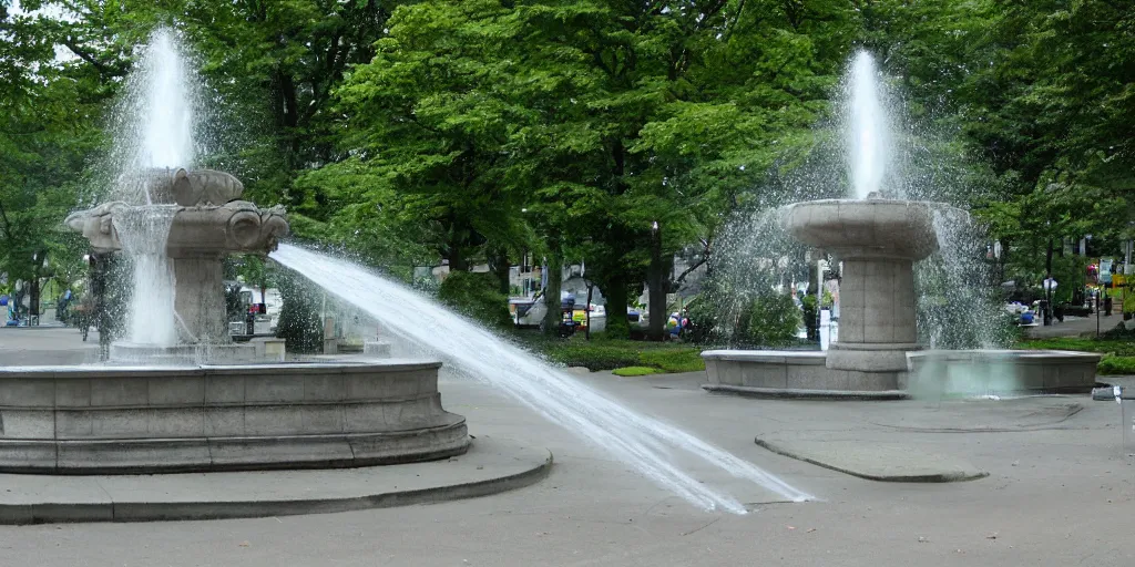 Prompt: plateau mont royal montreal park fountain