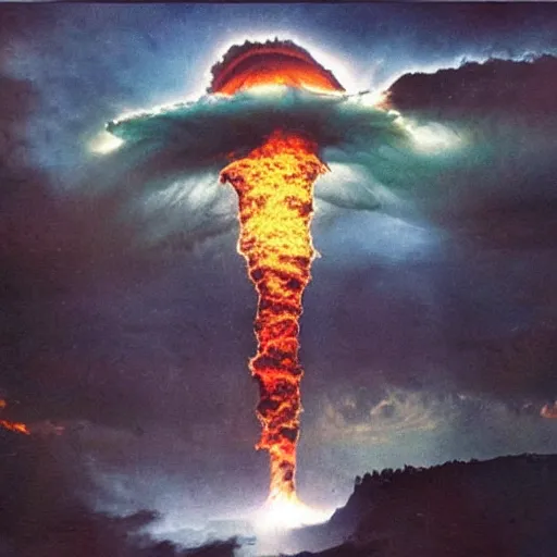 Image similar to the god of hybrid of tornado and nuclear explosion