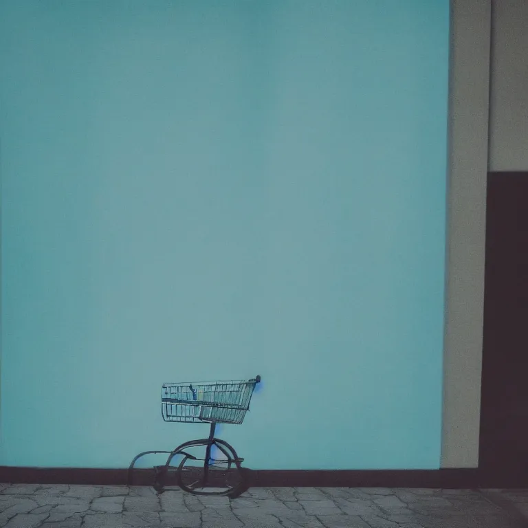 Prompt: shopping mall for dead people, film photo, soft lighting album cover, nostalgia, turquoise gradient