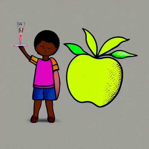 Image similar to an illustration of a child holding a bag of apples math problem