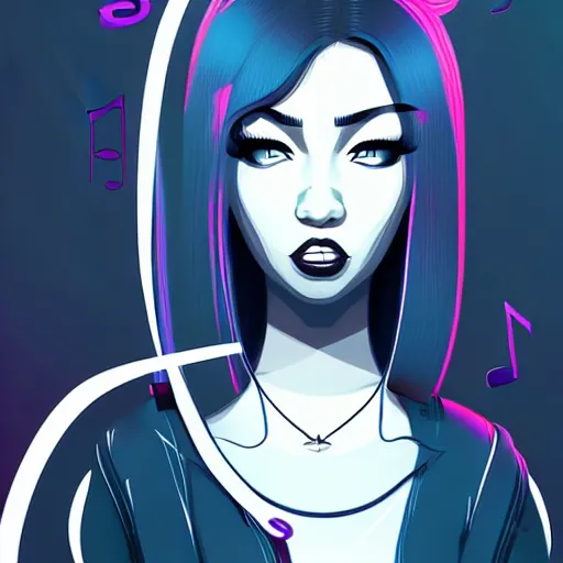 Image similar to 2 d character design, female rapper, vector art, digital art, portrait, 4 k, 8 k, sharp focus, smooth, illustration, concept art, music artist