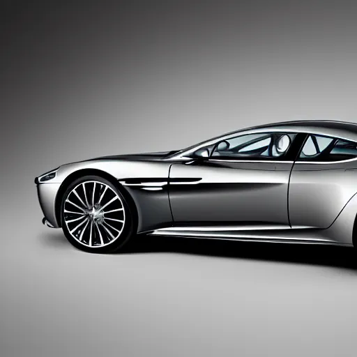 Prompt: a new design for an aston martin flagship sedan in side view perspective, studio lighting