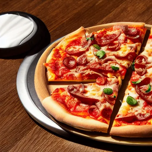 Image similar to New triple crust pizza,promotional image,studio lighting,close up shot,photorealistic,delicious