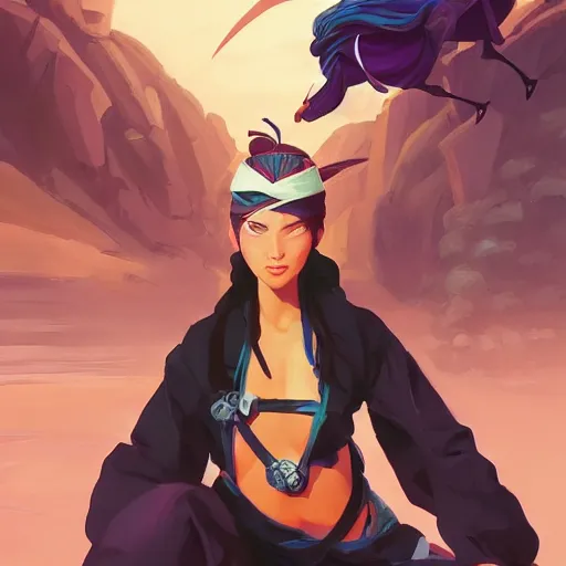 Prompt: ninja goddess, art gta 5 cover, official fanart behance hd artstation by jesper ejsing, by rhads, makoto shinkai and lois van baarle, ilya kuvshinov, ossdraws