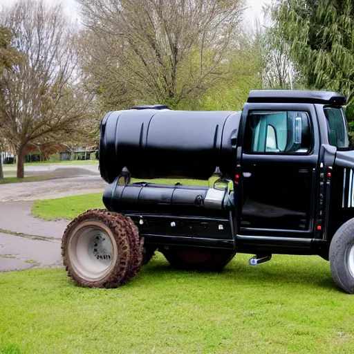 Image similar to The fartomobile, fart powered black tractor with toilet seat and skull