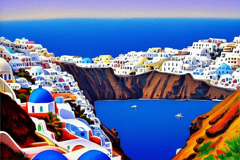 Prompt: santorini landscape by thomas mcknight