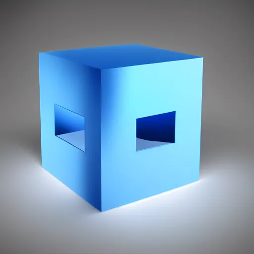 Image similar to single blue cube, studio light, octane render