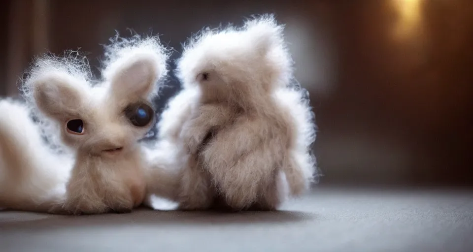 Prompt: adorable fuzzy baby creature, starwars, sci fi, soft lighting,