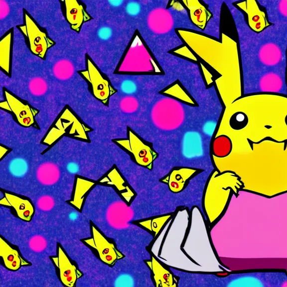 Image similar to pikachu on acid, digital art, 4k