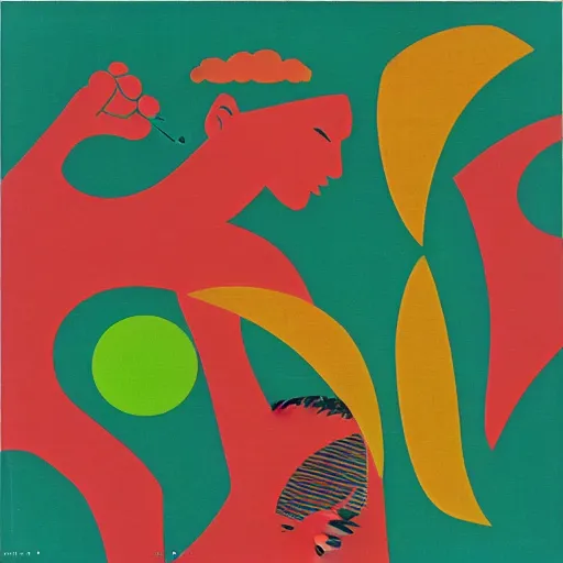 Image similar to 6 0's japanese jazz fusion, album cover, casiopea, orange, green, moringa juice