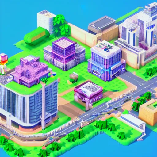 Prompt: isometric voxel Tokyo Japan Akihabara in the style of animal crossing, magical, 3d render