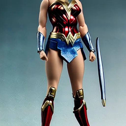 Image similar to wonder woman action figure, figurine, realistic, detailed product photo, anatomically correct