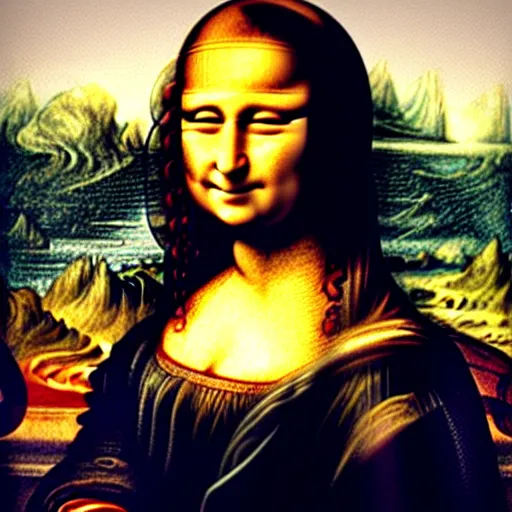 the famous mona lisa painting except she is wearing | Stable Diffusion ...