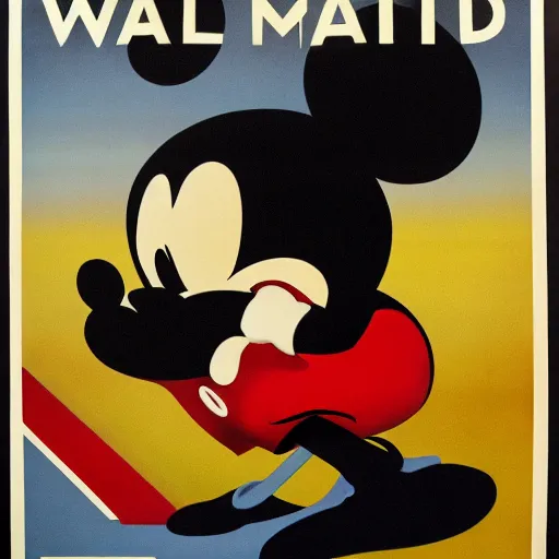 Prompt: mickey mouse art work. ww 2 propaganda poster. hr gigor